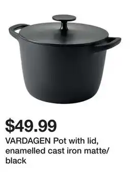 Ikea VARDAGEN Pot with lid, enamelled cast iron matte/black offer
