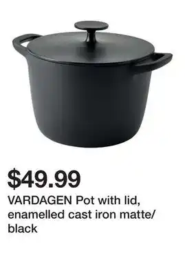 Ikea VARDAGEN Pot with lid, enamelled cast iron matte/black offer