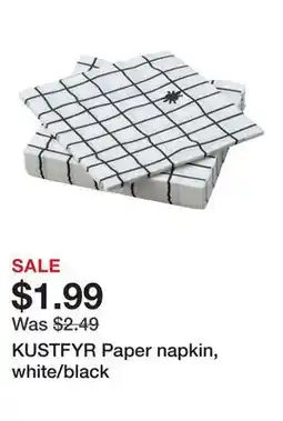 Ikea KUSTFYR Paper napkin, white/black offer
