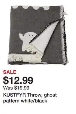 Ikea KUSTFYR Throw, ghost pattern white/black offer