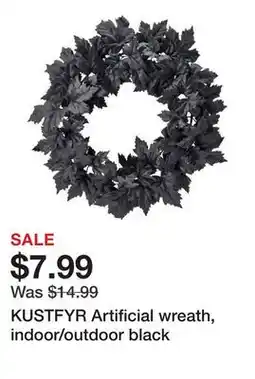 Ikea KUSTFYR Artificial wreath, indoor/outdoor black offer
