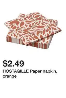 Ikea HÖSTAGILLE Paper napkin, orange offer
