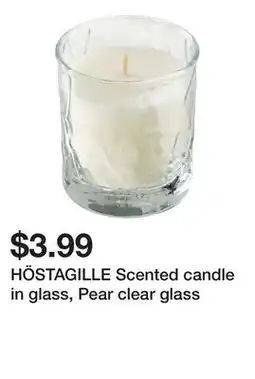 Ikea HÖSTAGILLE Scented candle in glass, Pear clear glass offer