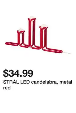 Ikea STRÅL LED candelabra, metal red offer