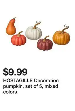 Ikea HÖSTAGILLE Decoration pumpkin, set of 5, mixed colors offer