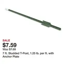 Tractor Supply Company 7 ft. Studded T-Post, 1.25 lb. per ft. with Anchor Plate offer