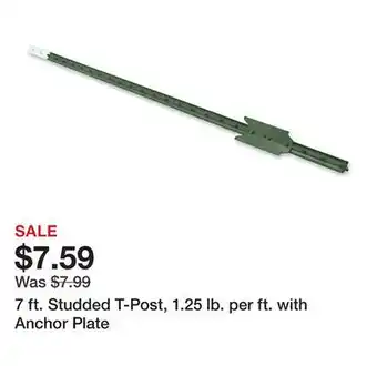 Tractor Supply Company 7 ft. Studded T-Post, 1.25 lb. per ft. with Anchor Plate offer