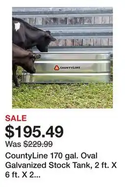 Tractor Supply Company CountyLine 170 gal. Oval Galvanized Stock Tank, 2 ft. X 6 ft. X 2 ft., WT226CL offer