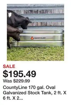 Tractor Supply Company CountyLine 170 gal. Oval Galvanized Stock Tank, 2 ft. X 6 ft. X 2 ft., WT226CL offer
