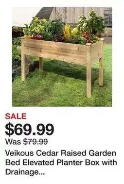Tractor Supply Company Veikous Cedar Raised Garden Bed Elevated Planter Box with Drainage Holes, 47 in. x 23 in. x 30 in offer