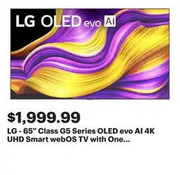 Best Buy LG - 65 Class G5 Series OLED evo AI 4K UHD Smart webOS TV with One Wall Design (2025) offer