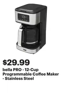 Best Buy bella PRO - 12-Cup Programmable Coffee Maker - Stainless Steel offer