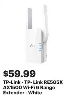 Best Buy TP-Link - TP- Link RE505X AX1500 Wi-Fi 6 Range Extender - White offer