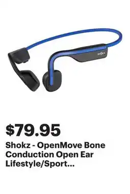 Best Buy Shokz - OpenMove Bone Conduction Open Ear Lifestyle/Sport Headphones - Blue offer