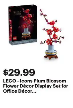 Best Buy LEGO - Icons Plum Blossom Flower Décor Display Set for Office Décor 10369 offer