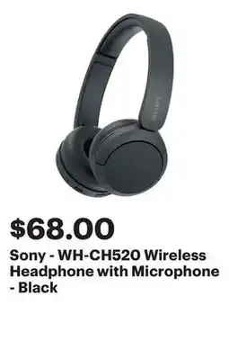 Best Buy Sony - WH-CH520 Wireless Headphone with Microphone - Black offer