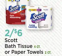 Heinen's Scott Bath Tissue 4 CT. or Paper Towels 2 CT offer