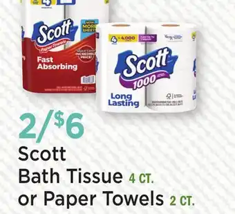 Heinen's Scott Bath Tissue 4 CT. or Paper Towels 2 CT offer