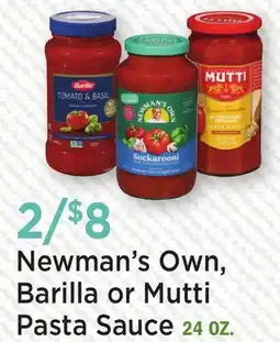 Heinen's Newman's Own, Barilla or Mutti Pasta Sauce offer