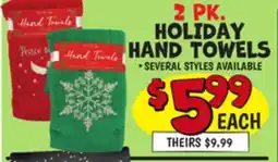 Ollie's 2 PK. HOLIDAY HAND TOWELS offer