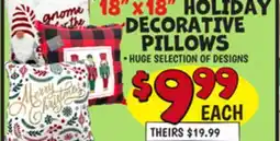Ollie's 18X18 HOLIDAY DECORATIVE PILLOWS offer