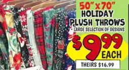 Ollie's HOLIDAY PLUSH THROWS offer