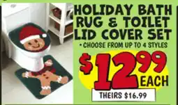Ollie's HOLIDAY BATH RUG & TOILET LID COVER SET offer