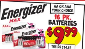 Ollie's ENERGIZER 16 PK. BATTERIES offer