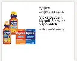 Walgreens Vicks Dayquil, Nyquil, Sinex or Vapopatch offer