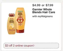 Walgreens Garnier Whole Blends Hair Care offer