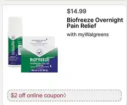 Walgreens Biofreeze Overnight Pain Relief offer