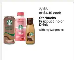 Walgreens Starbucks Frappuccino or Drink offer