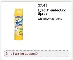 Walgreens Lysol Disinfecting Spray offer