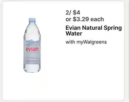 Walgreens Evian Natural Spring Water offer