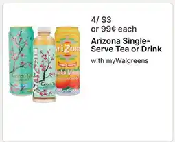 Walgreens Arizona Single-Serve Tea or Drink offer