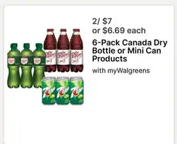 Walgreens 6-Pack Canada Dry Bottle or Mini Can Products offer