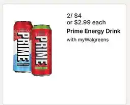 Walgreens Prime Energy Drink offer