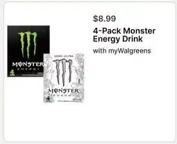 Walgreens 4 - Pack Monster Energy Drink offer