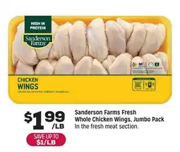 Grocery Outlet Sanderson Farms Fresh Whole Chicken Wings, Jumbo Pack offer