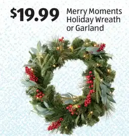 Aldi Merry Moments Holiday Wreath or Garland offer