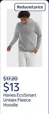 Walmart Hanes EcoSmart Unisex Fleece Hoodie (Big & Tall Sizes Available) Light Steel L offer