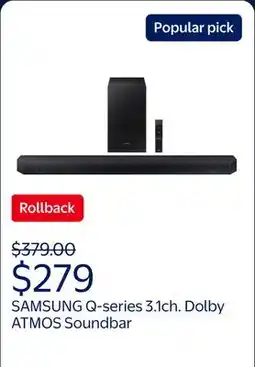 Walmart SAMSUNG Q-series 3.1ch. Dolby ATMOS Soundbar with Q-Symphony HW-Q6CC offer