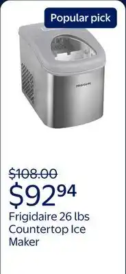 Walmart Frigidaire 26 lbs Countertop Ice Maker with Stainless Steel Finish, Quick Bullet-Shaped Ice offer