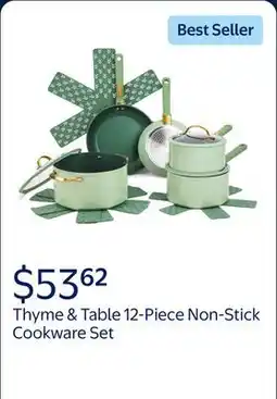 Walmart Thyme & Table 12-Piece Non-Stick Cookware Set, Pots and Pans Set - Green, Granite Collection offer