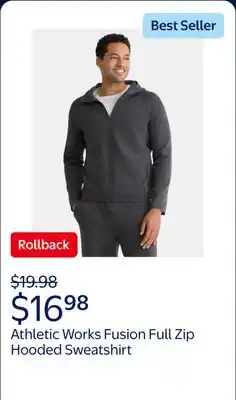 Walmart Athletic Works Men's and Big & Tall Fusion Double Knit Full Zip Hooded Sweatshirt Jacket offer