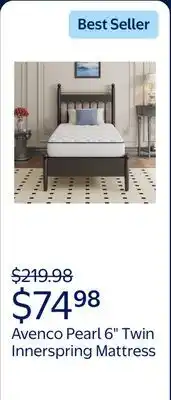 Walmart Avenco Pearl 6 Twin Size Medium Adult Supportive Innerspring Mattress offer