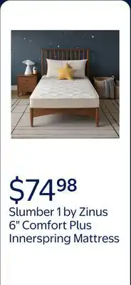 Walmart Slumber 1 by Zinus 6 Comfort Plus Innerspring Mattress offer