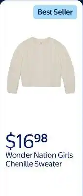 Walmart Wonder Nation Girls Chenille Sweater with Long Sleeves offer