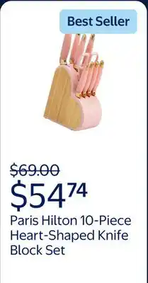 Walmart Paris Hilton 10-Piece Heart-Shaped Stainless Steel Knife Block Set offer