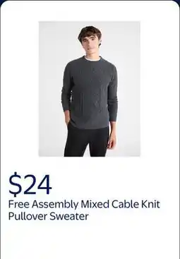 Walmart Free Assembly Mixed Cable Knit Pullover Sweater offer